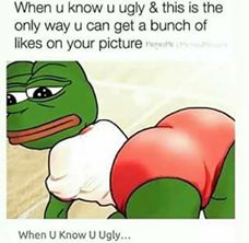 memes - coloured jokes - When u know u ugly & this is the only way u can get a bunch of on your picture When U Know U Ugly...