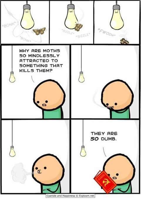 cyanide and happiness communism - "S Why Are Moths So Mindlessly Attracted To Something That Kills Them? They Are So Dumb. Cyanide and happiness Explosm.net