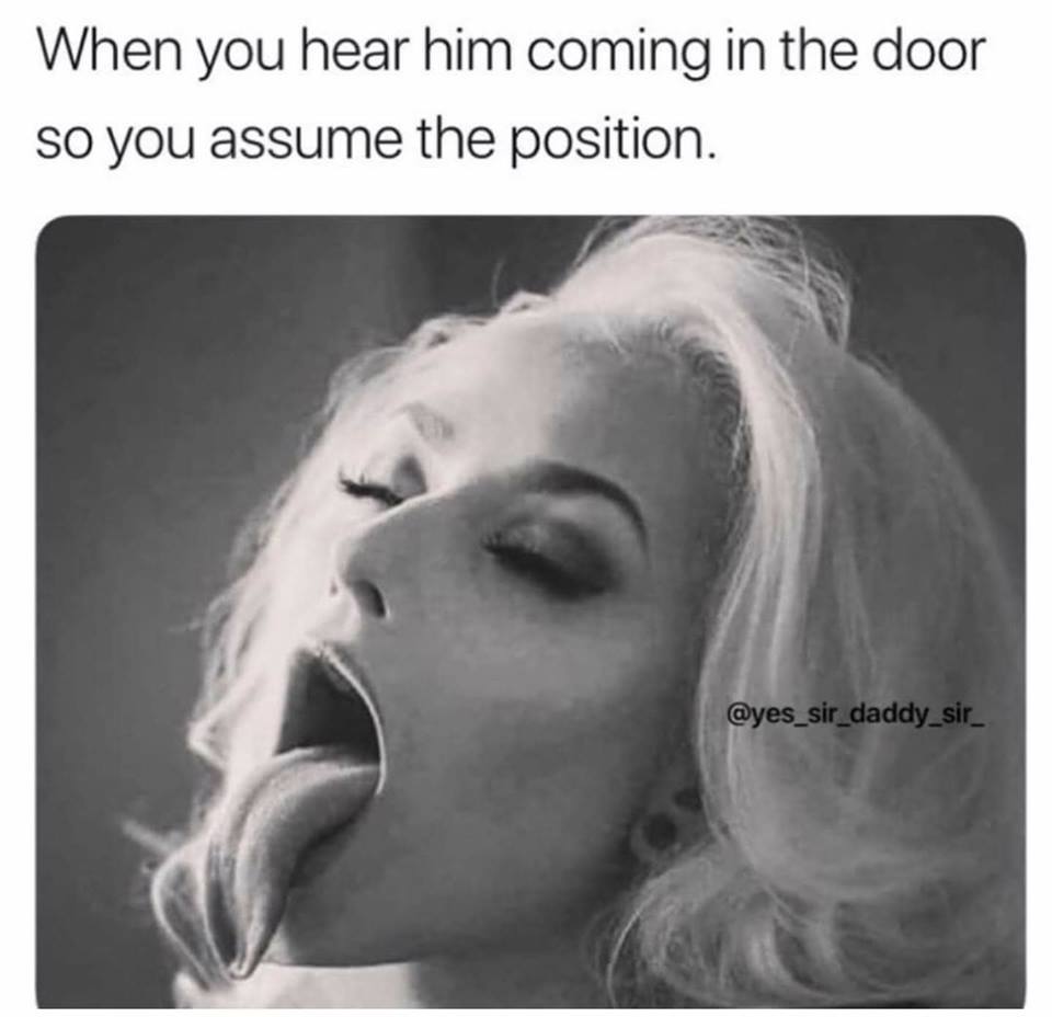 assume the position meme - When you hear him coming in the door so you assume the position.