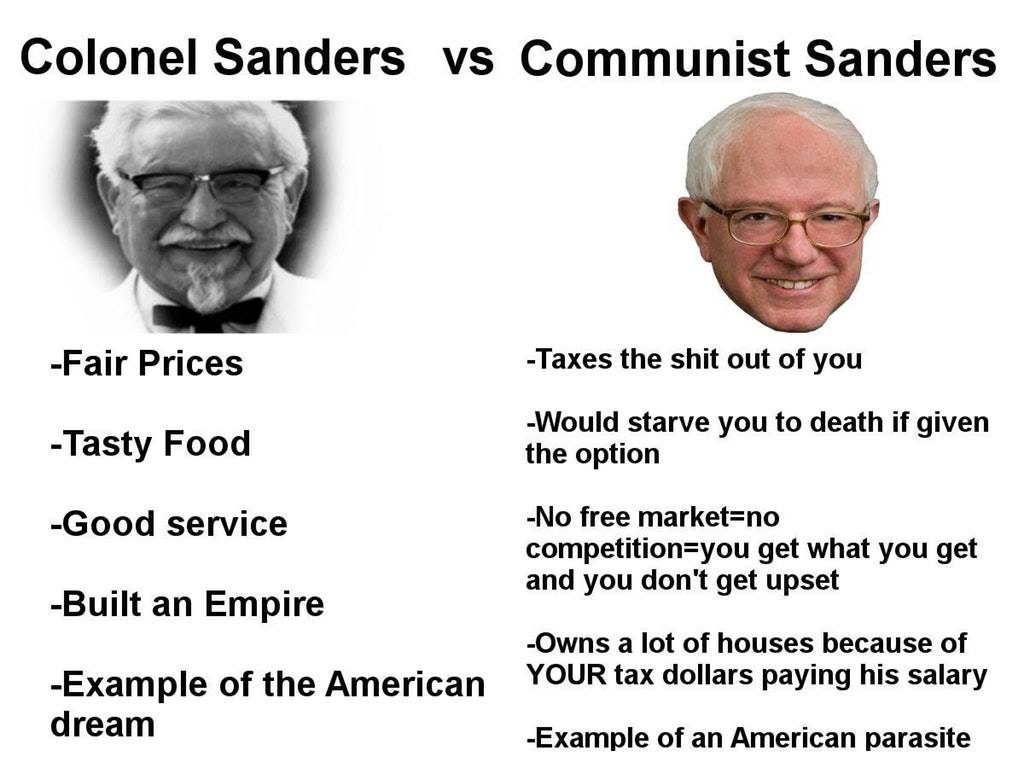 Wednesday dank meme comparing Colonel Sanders to Bernie Sanders