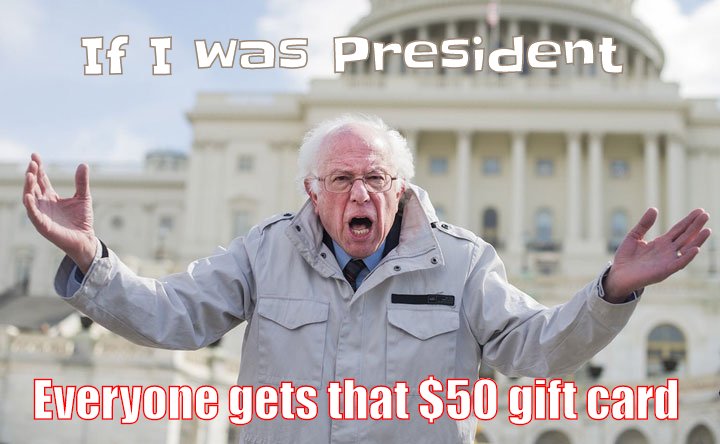 Bernie doing what Bernie does.