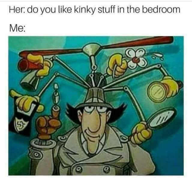memes - inspector gadget - Her do you kinky stuff in the bedroom Me