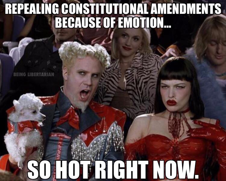 memes - new years eve meme - Repealing Constitutional Amendments. Because Of Emotion... Being Libertarian So Hot Right Now.