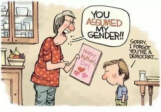 savage Tuesday Meme about democrats not assuming genders