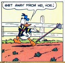 Savage Friday MEME of Donald Duck throwing a gardening hoe away