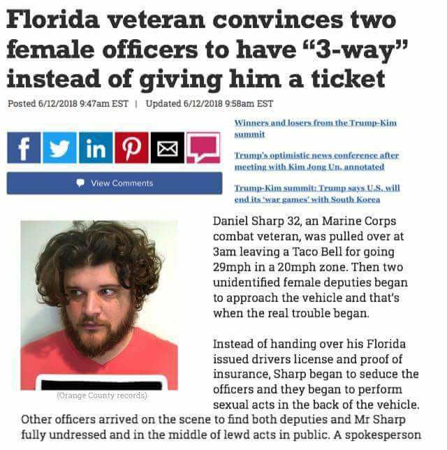 Savage meme florida man meme - Florida veteran convinces two female officers to have 3way" instead of giving him a ticket Posted 6122018 am Est | Updated 6122018 am Est Winners and losers from the TrumpKim summit fin Pos Trump's optimistic news conference