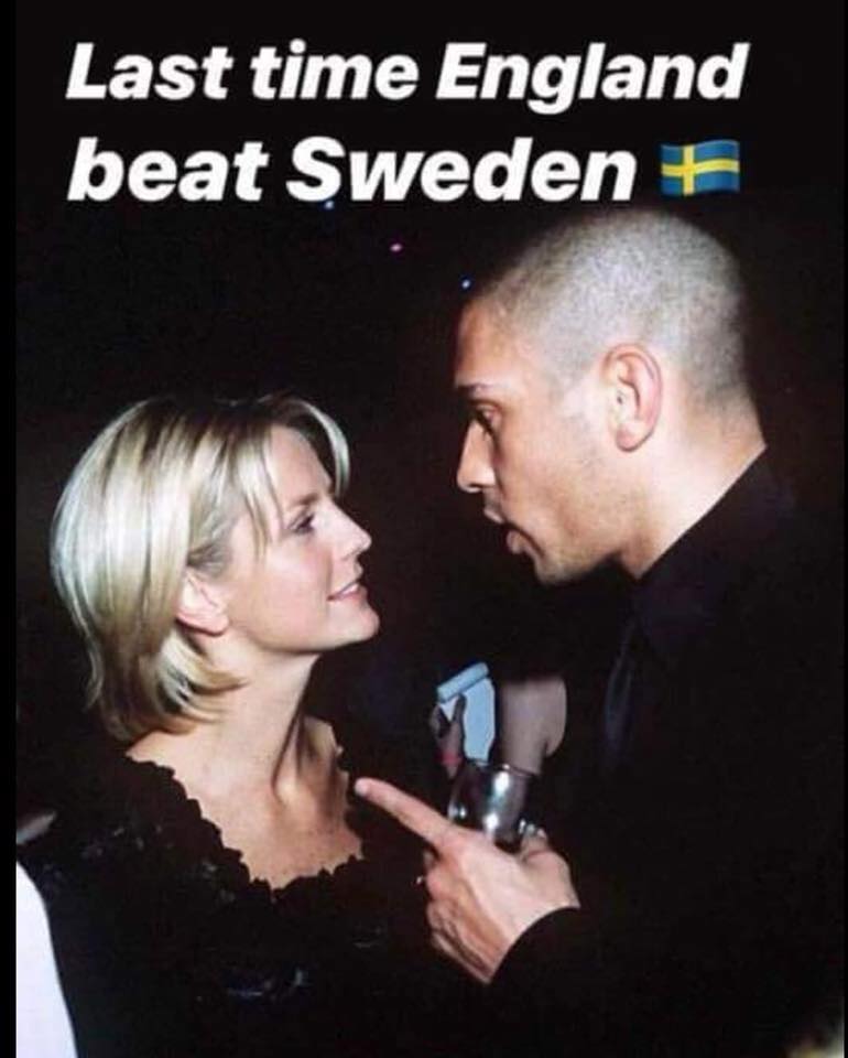 Savage meme - liam gallagher grabbing girlfriend - Last time England beat Sweden 7