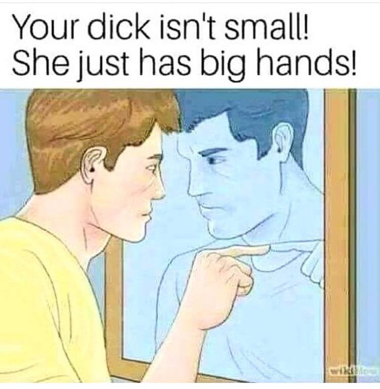 she just has big hands meme - Your dick isn't small! She just has big hands!