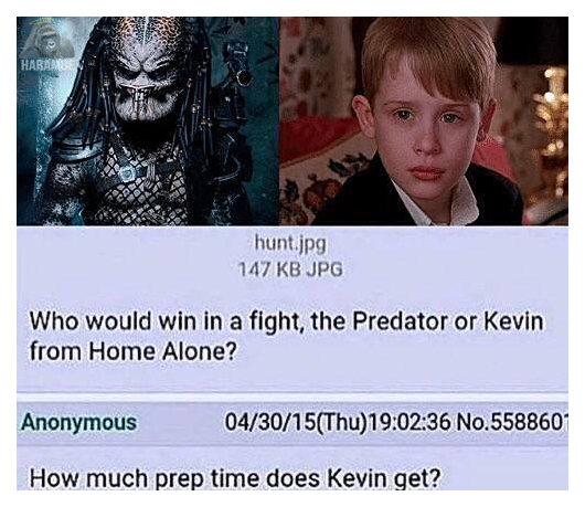 who would win predator VS home alone Kevin, depends on how much prep time Kevin has