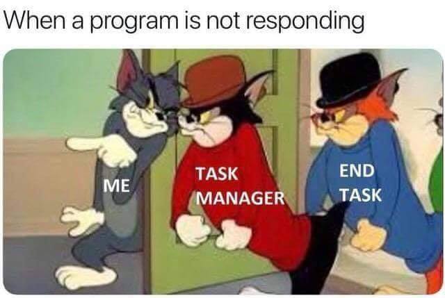 task manager meme - When a program is not responding Me Task Manager End Task