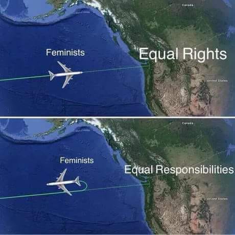 Savage meme - feminists equal rights vs equal responsibilities - Feminists "Equal Rights Feminists Equal Responsibilities