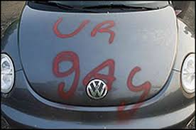 Despite initial shock and embarrassment, Erin decided to embrace what happened by leaving the graffiti on her car.