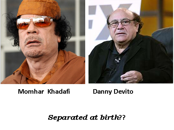 ARE DANNY DEVITO AND MOMHAR KHADAFI TWINS SEPARATED AT BIRTH?