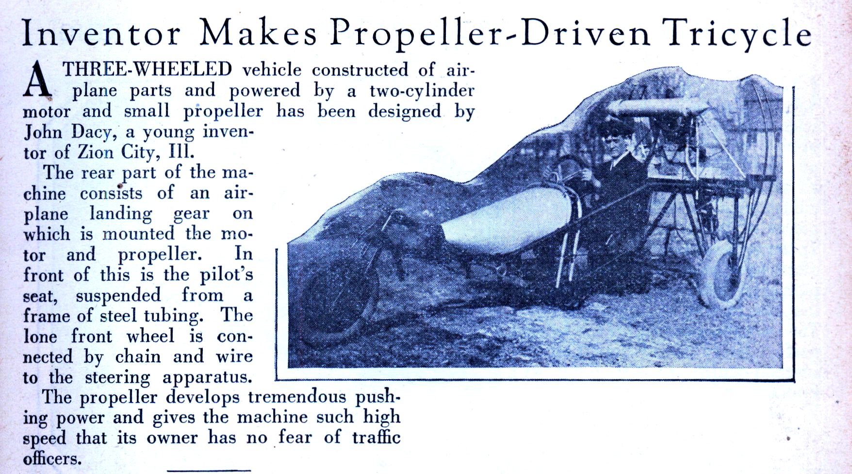 Inventor Makes PropellerDriven Tricycle Picture eBaum's World