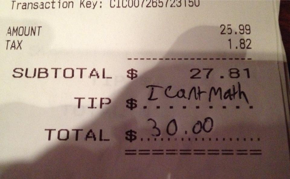 A waitress I kinda know actually received this