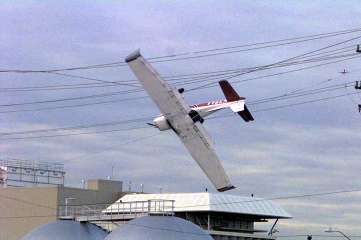 plane in power lines