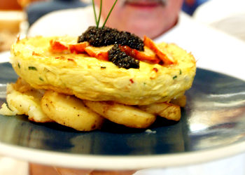 Omelet from the Le Parker Meridien restaurant in New York. The $1,000 omelet consists of 10 ounces of sevruga caviar, a whole lobster, and six eggs. To make it in the privacy of your own home, the cost will be only $700