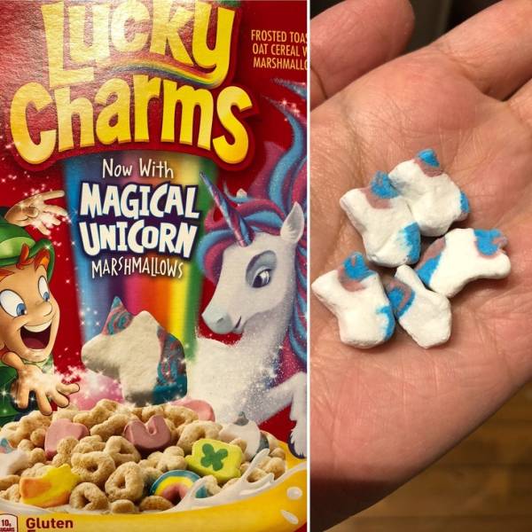 lucky charms - Frosted Toas Oat Cereal Marshmallo Charms Now With Magical Unicorn Marshmallows 10. Gluten