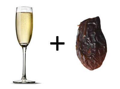 A raisin dropped in a glass of fresh champagne will bounce up and down continuously from the top to the bottom of the glass