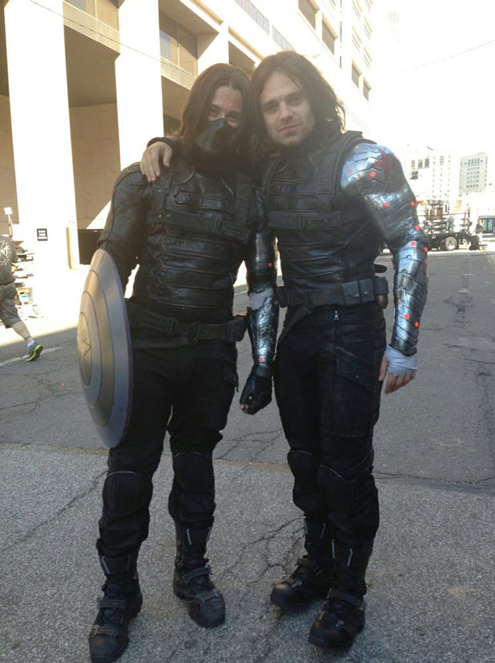 Sebastian Stan (Winter Soldier) and his stunt double James Young