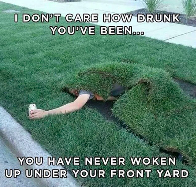 drunk funny - I Don'T Care How Drunk You'Ve Been... You Have Never Woken Up Under Your Front Yard