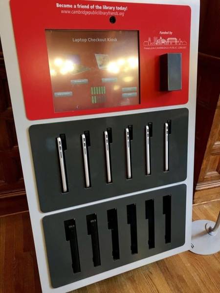 This vending machine at a local library lets people check out a laptop: