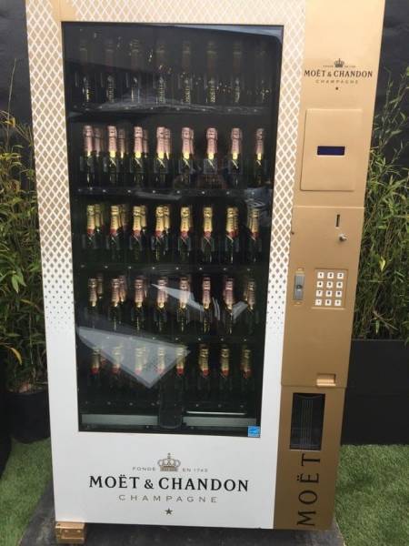 This vending machine with a built-in ID scanner sells CHAMPAGNE: