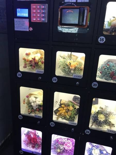 This vending machine in South Korea sells beautiful bouquets: