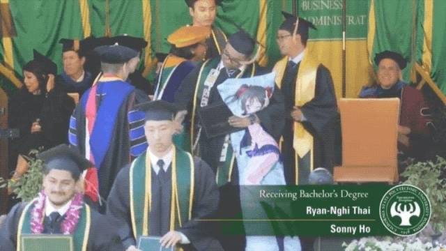 cal poly graduation gif - Business Minis Rat Receiving Bachelor's Degree RyanNghi Thai Sonny Ho