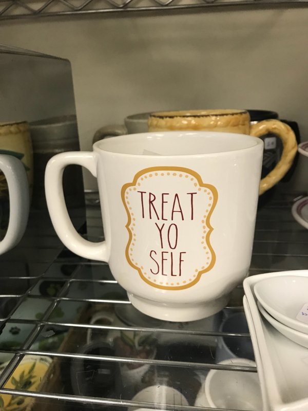 thrift store coffee cup