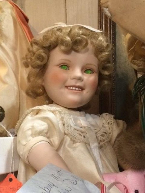 thrift store shirley temple doll eyes