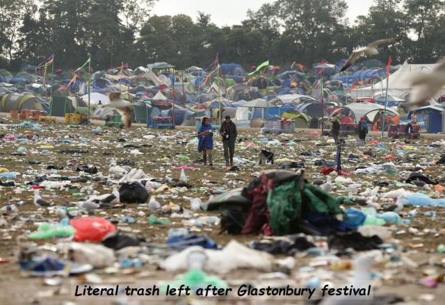 after glastonbury - Literal trash left after Glastonbury festival
