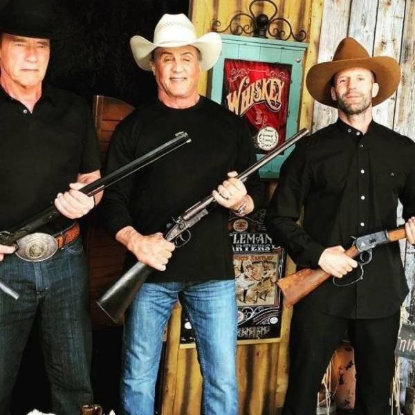 random pic statham stallone schwarzenegger cowboys