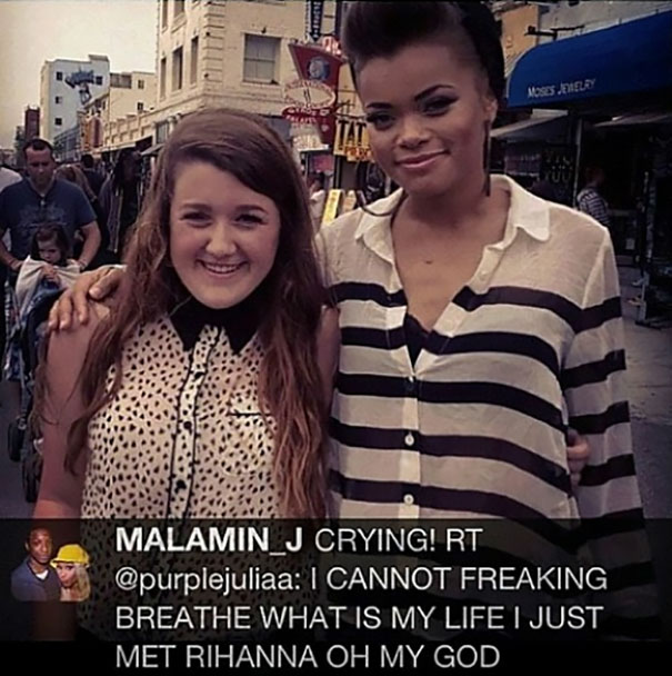people who thought they met celebrities - Gerne A MALAMIN_J Crying! Rt I Cannot Freaking Breathe What Is My Life I Just Met Rihanna Oh My God