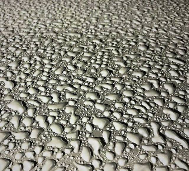 This is what raindrops look like on top of a Toyota Prius.