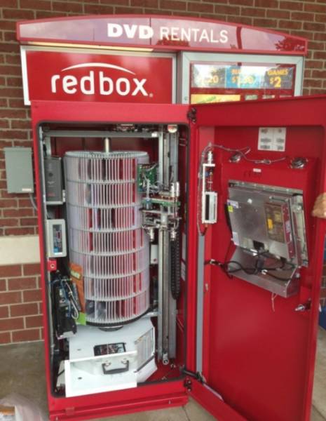 Inside a Redbox machine.