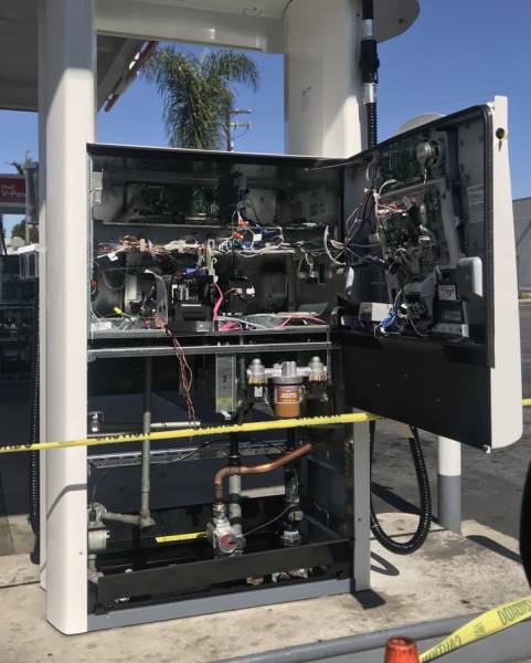 How about the inside of a gas pump?
