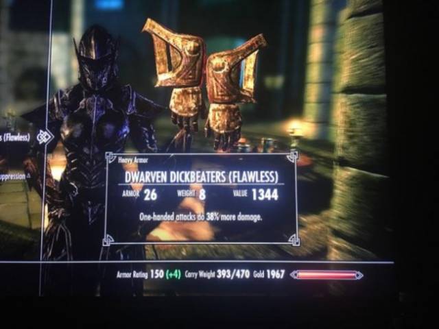 pc game - Flawless uppression hevy Arme Dwarven Dickbeaters Flawless Armor 26 Wecht 8 Wwe 1344 Onehanded attacks do 38% more damage. Armor Rating 150 4 Carry Weight 393470 Gold 1967