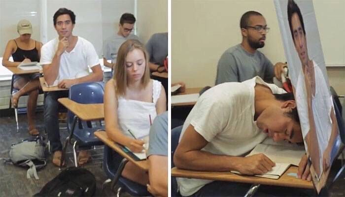 guy sleeping in class
