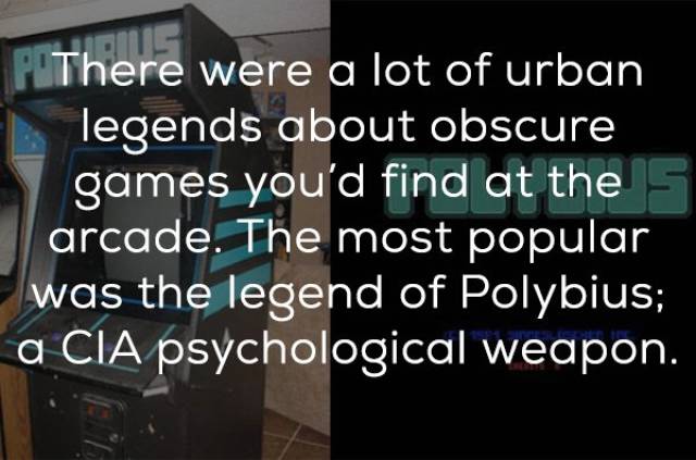 presentation - P There were a lot of urban legends about obscure games you'd find at the arcade. The most popular was the legend of Polybius; a Cia psychological weapon.