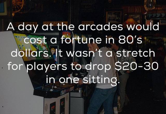 presentation - A day at the arcades would cost a fortune in 80's dollars. It wasn't a stretch for players to drop $2030 in one sitting.