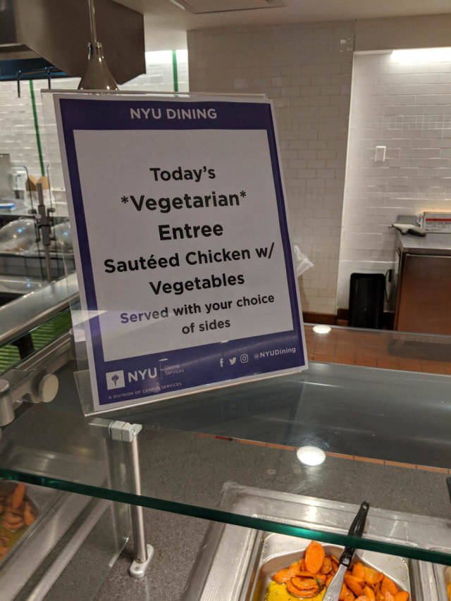 Nyu Dining Today's Vegetarian Entree Sauted Chicken w Vegetables Served with your choice of sides NYUDining fy Nyu