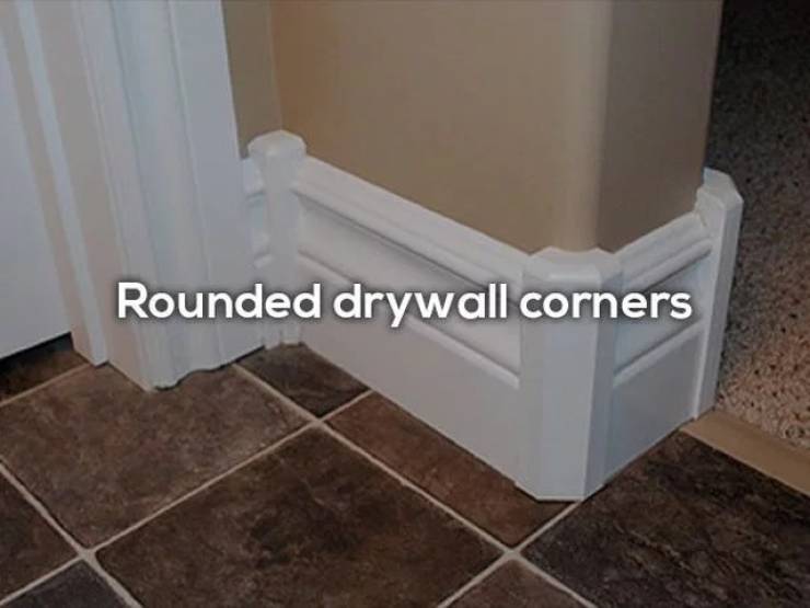 baseboard corners - Rounded drywall corners