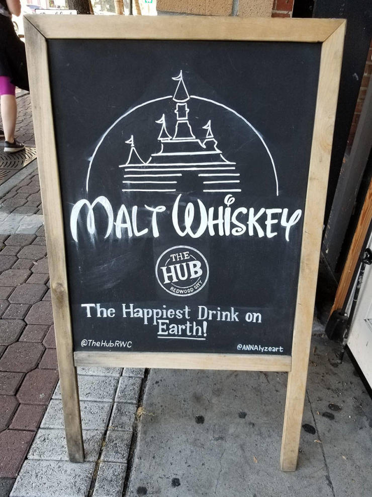 meme - signage - Malt Whiskey Hub The Cowood The Happiest Drink on "Earth! HubRWC