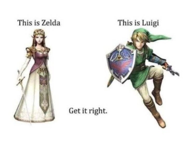 funny meme - zelda luigi - This is Zelda This is Luigi Get it right.