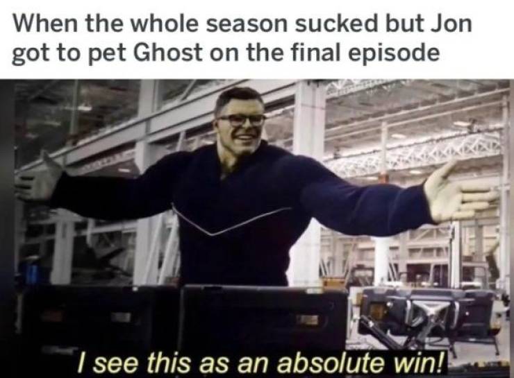 see this as an absolute win memes - When the whole season sucked but Jon got to pet Ghost on the final episode I see this as an absolute win!
