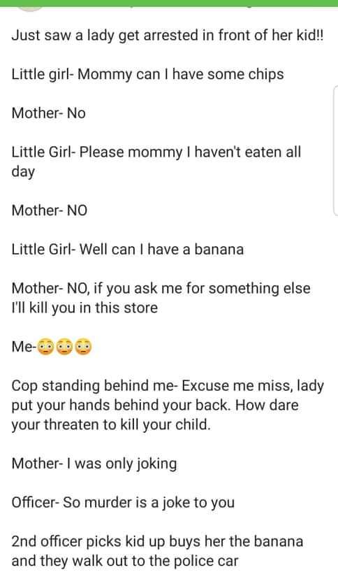 kmno4 na2c2o4 - Just saw a lady get arrested in front of her kid!! Little girl Mommy can I have some chips Mother No Little Girl Please mommy I haven't eaten all day MotherNo Little GirlWell can I have a banana MotherNo, if you ask me for something else I