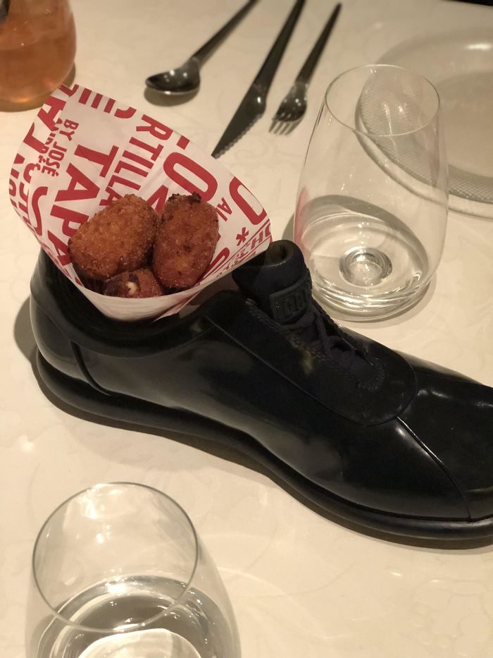 food served inside a shoe