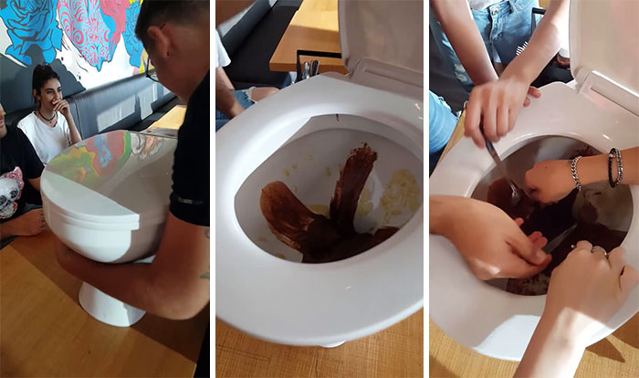 eating from a toilet