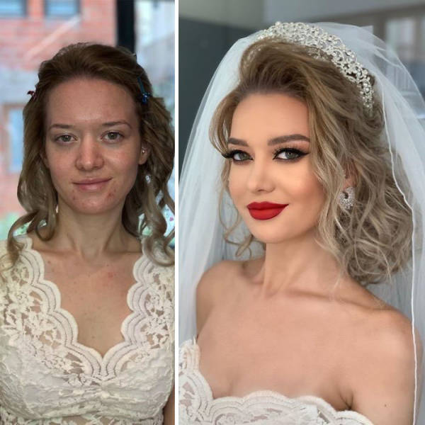 wedding before and after makeup